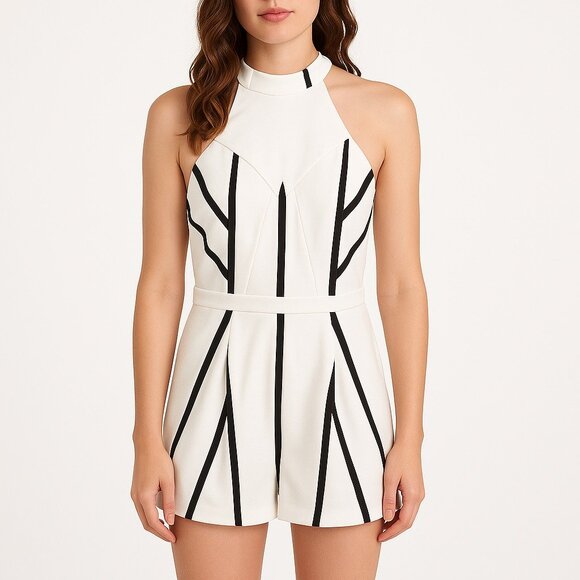 L'atiste Women's White Striped Romper Size S - Picture 1 of 4